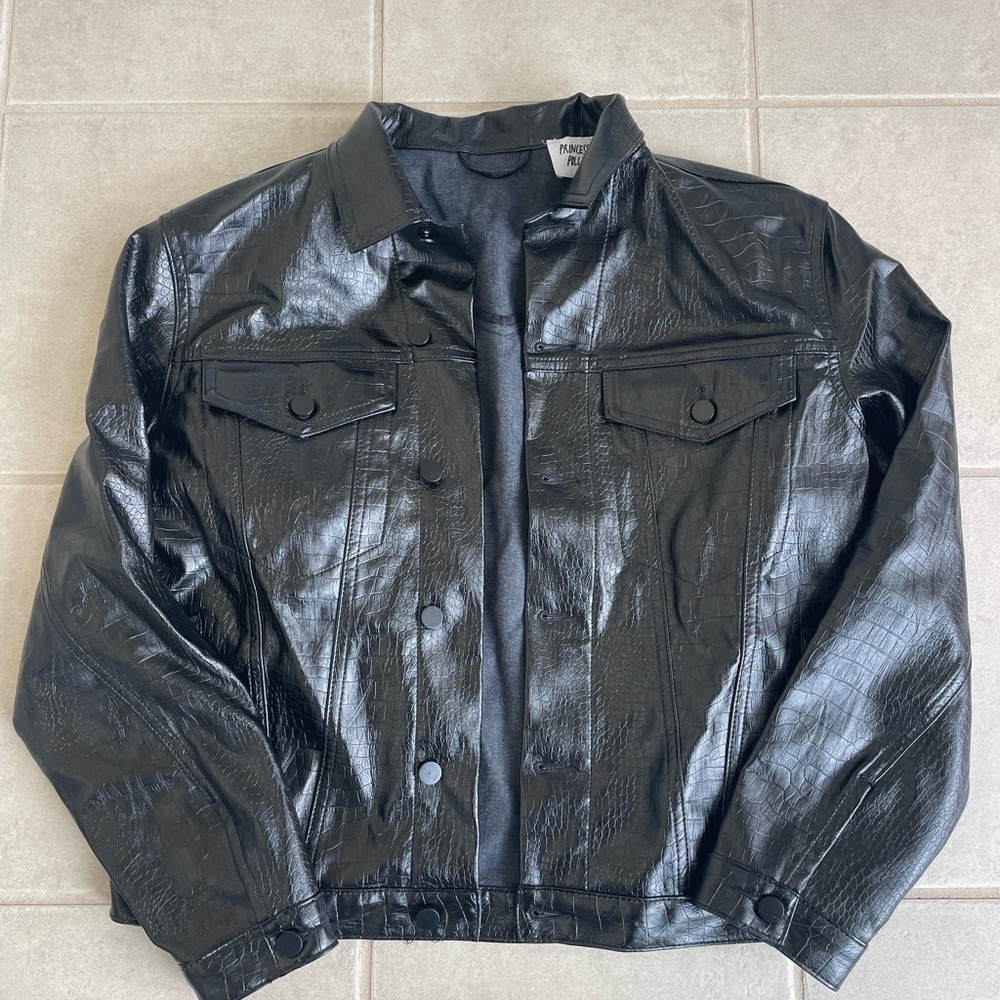 Princess Polly Faux Leather Black Jacket